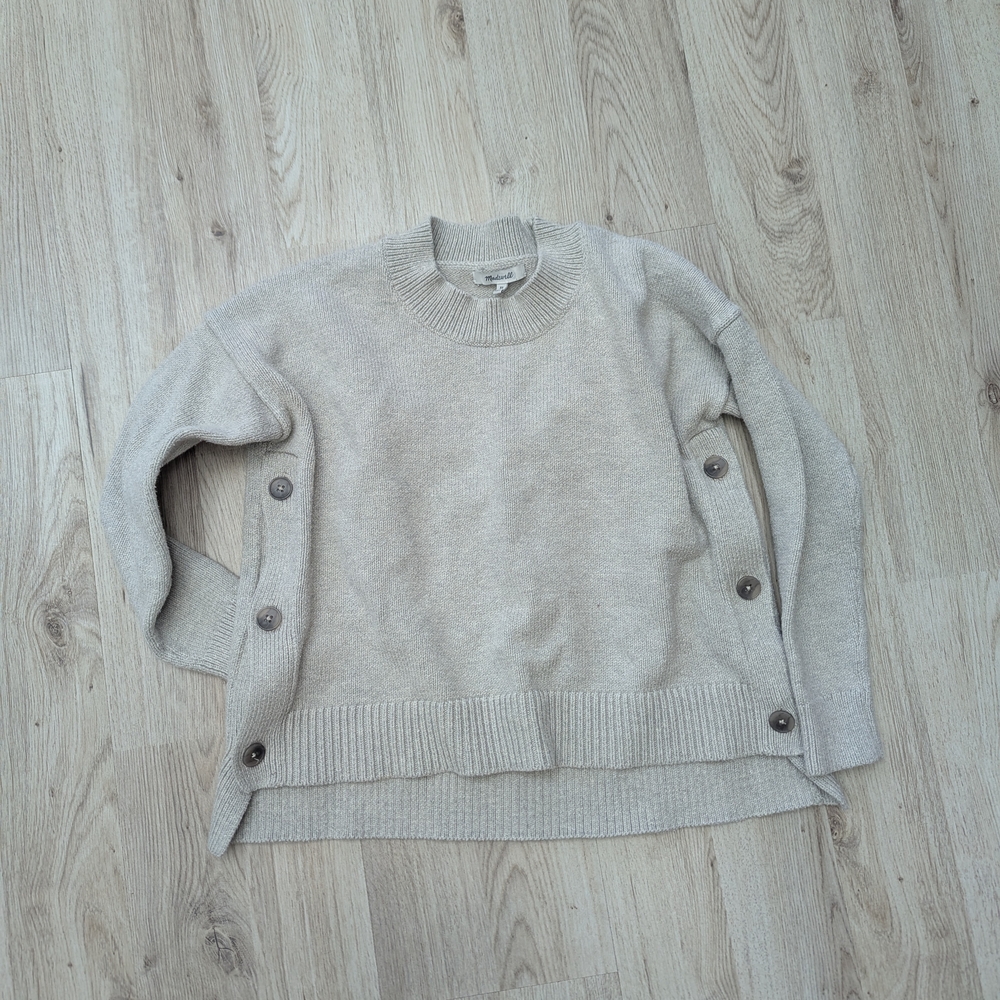 Women's Beige Sweater with Button Detail